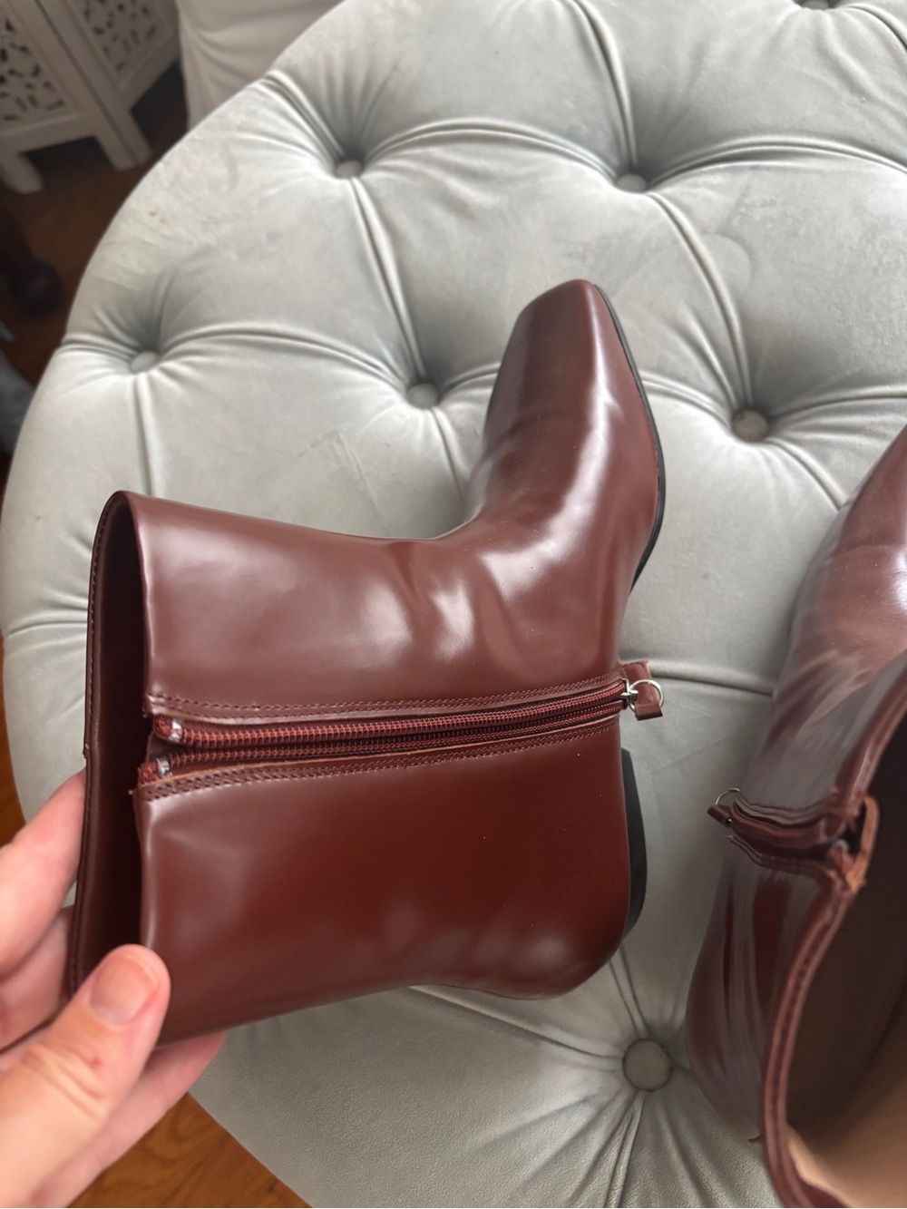 J. Crew Women's Square-Toe Leather Ankle Boots - Oxblood - Picture 4 of 5